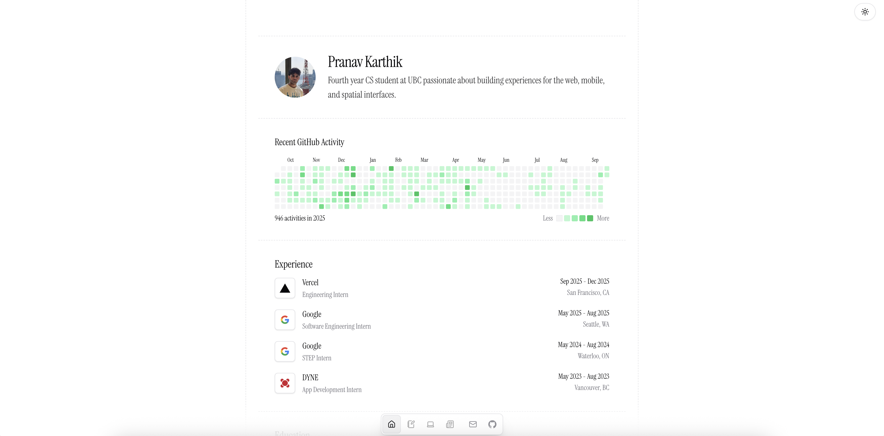 Personal Website screenshot